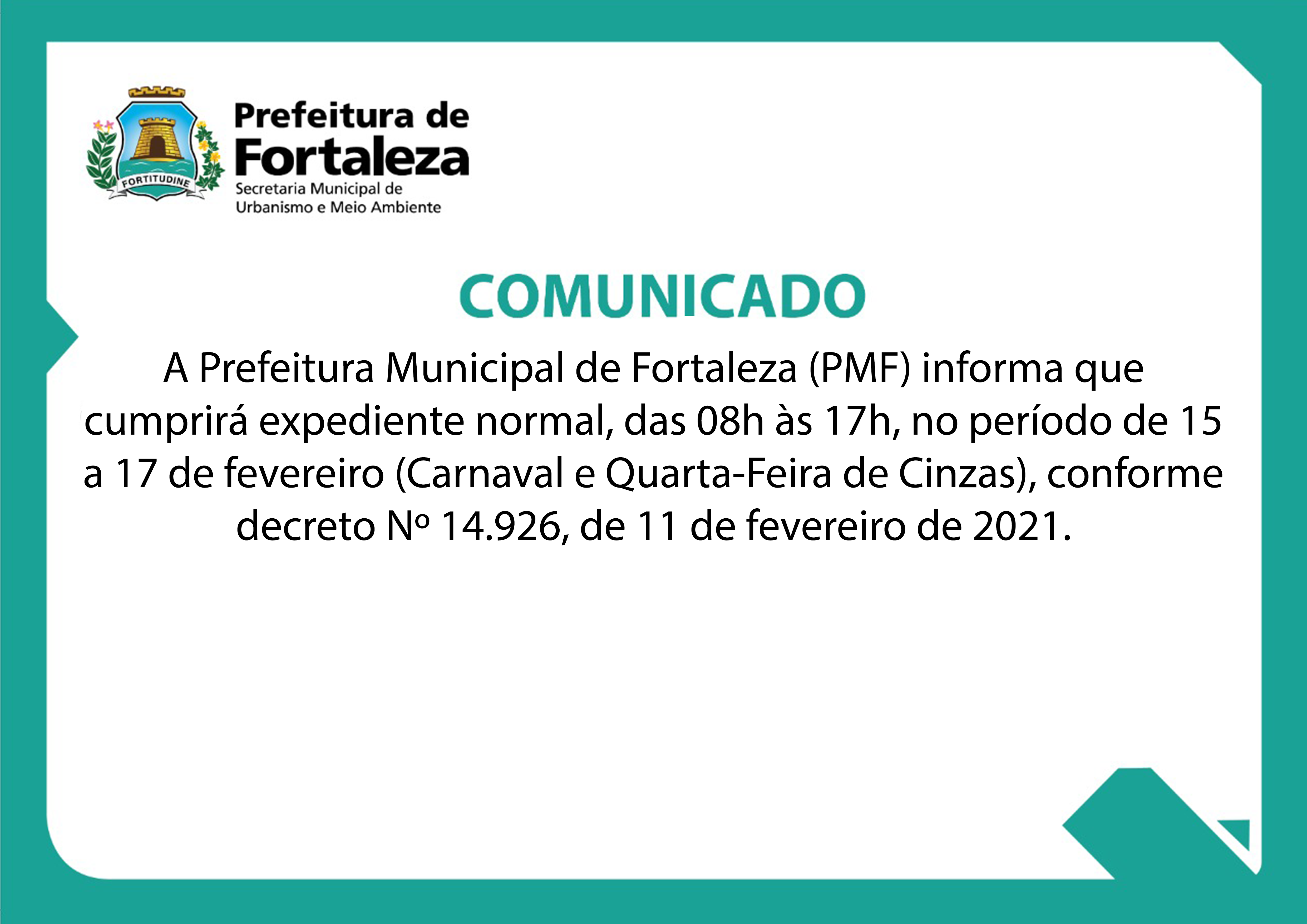 comunicado funcionamento seuma carnaval 2021 informacao