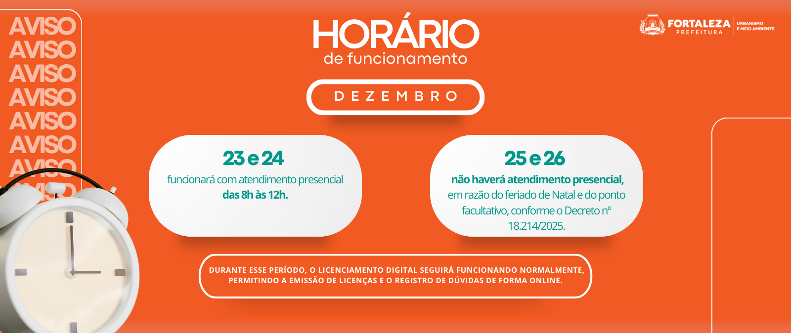 Aviso de funcionamento – Dezembro